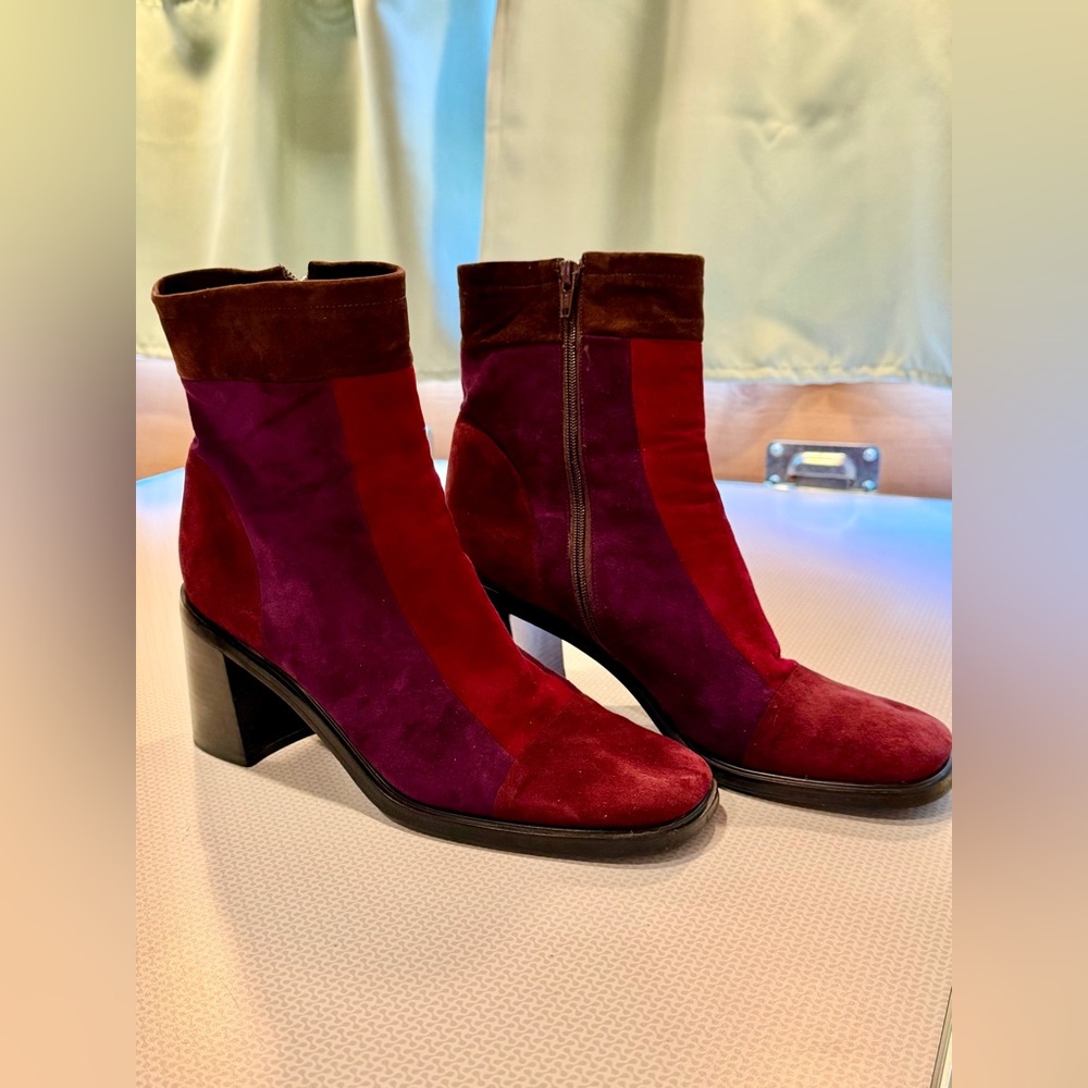 Vintage 90s ENZO ANGIOLINI Patchwork Suede Boots Size 10